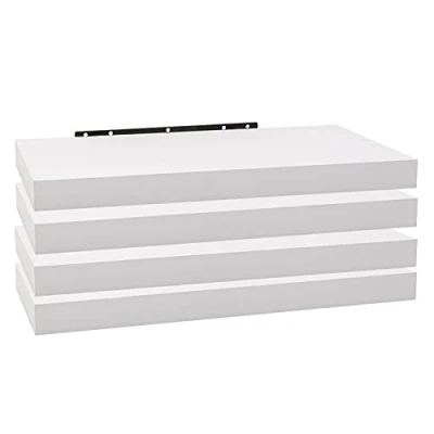 Afbeelding van WOLTU 4x wandplank, zwevende plank, boekenplank, planken voor decoratie, wandplanken van MDF hout, set 4 hangplanken, wit, 70 x 23 3,8 cm RG9369ws