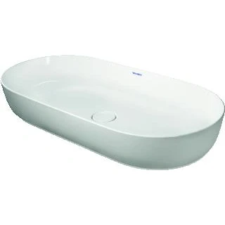 Afbeelding van Duravit Luv opzetwastafel 80x40cm zonder kraangat geslepen wit Minimalistisch design