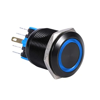 Afbeelding van Keenso Led drukschakelaar, 22 mm, 12 V 24 V, waterdicht, zelfborgende vergrendeling, drukknopschakelaar (blauw)