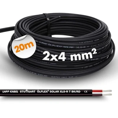 Afbeelding van Lapp ÖLFLEX Solar XLS R T 2X4mm² BK/RD zonnekabel, tweelingkabel, 20 m, 2 x 4 mm²