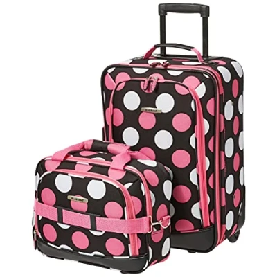 Afbeelding van Rockland Mode Softside Rechtopstaande Bagage Set, Multi/Roze Stip, 2 Piece Set (14/20),
