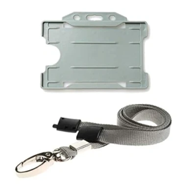 Afbeelding van ALG ID Cards® Grijze Card Badge Houder Lanyard Kaarthouder Nekriem met Metalen Clip &amp; Veiligheid Breakaway Release voor Pashouder