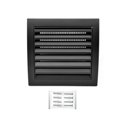 Afbeelding van H&amp;C VENT Ventilatierooster 190 x mm Antraciet Afzuigkap met Insect Protection HVAC Kanaalkap ABS Pijp Vierkant Luchttoevoersysteem Element