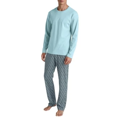Afbeelding van Calida Relax Streamline Pyjama, lange heren, van 100% katoen, aquamarijn, 58 60