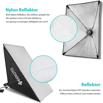 Afbeelding van GEEKOTO Softbox Set Studioverlichting Verstelbare Kop Energiezuinig