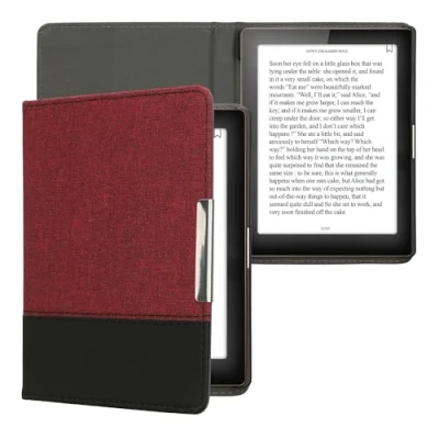 Afbeelding van kwmobile hoes geschikt Voor Kobo Aura Edition 1 Canvas beschermhoes in donkerrood / zwart e reader