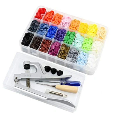 Afbeelding van RERI plastic drukknopen met tang KAM T5 360 set snaps, mooie doosjes voor baby kinderkleding naaien