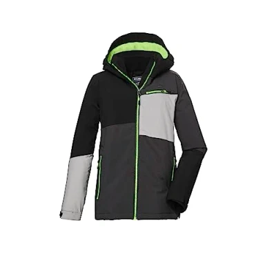 Afbeelding van killtec Jongens Functionele jas met capuchon en sneeuwvanger/outdoorjas is waterdicht KOW 161 BYS JCKT, anthracite, 140, 40917 000