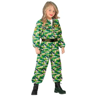 Afbeelding van Widmann Leger &amp; Oorlog Kostuum Amerikaanse Gevechtspiloot June Kind Groen Maat 140 Carnavalskleding Verkleedkleding