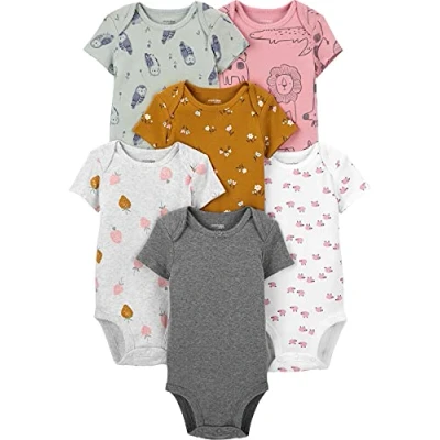 Afbeelding van Simple Joys by Carter&#039;s Rompertje voor babymeisjes (6 stuks), Multicolour/Bloemen/Bosdieren/Uilen/Schapen, Prematuur
