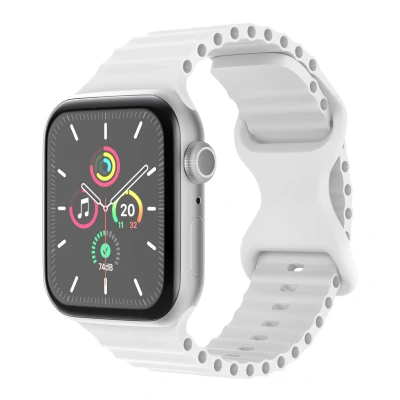 Afbeelding van imoshion Athletic siliconen bandje Geschikt voor Apple Watch 1, 2, 3, 4, 5, 6, 7, 8, 9, 10, SE, Ultra (2) 44/45/46/49 mm Wit One Size