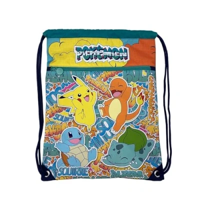Afbeelding van Pokemon Gymtas / zwemtas 44 cm incl. vak met rits High Quality Pikachu Squirtle Charmander Bulbasaur