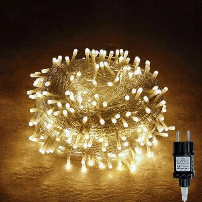 Afbeelding van 100/200/300/400 led lichtketting op stroom aangedreven met stekker, buiten en binnen, voor tuin, bruiloft, kerstfeest, warm wit, Gresonic (warm 300 led)