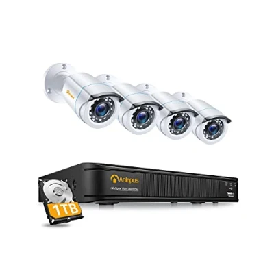 Afbeelding van Anlapus 1080P HD Videobewakingssysteem Voor Buiten Met 1TB Harde Schijf, 8CH H.265+ DVR (4) 2MP Camera Thuisbeveiliging, App / E mailalarm bij Beweging