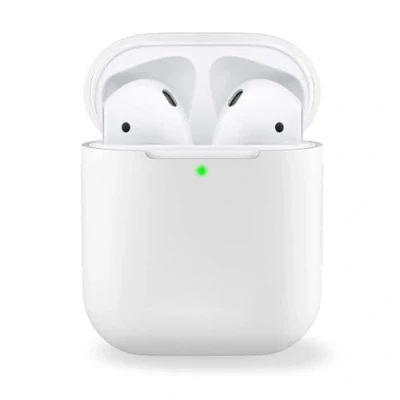 Afbeelding van MyGadget siliconen hoesje compatibel met Apple AirPods 1 &amp; 2 oplaadetui [Qi compatibel] Etui zachte hoes voor Earpods Oordopjes in wit