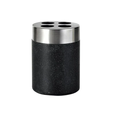 Afbeelding van Tandenborstelhouder Sapho Stone Vrijstaand 10.2x7.5 cm Polyresin Zwart