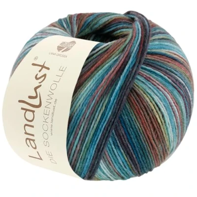 Afbeelding van LANA GROSSA Landlust Sokkenwol 6 voudig, klassieker, bedrukt en wasmachinebestendig, handbreigaren van 80% scheerwol (merino) 20% polyamide, 150 g wol voor breien haken, 390 m garen