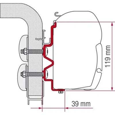 Afbeelding van Fiamma F45 Hymercamp 450 Adapter Kleurloos Luifels Accessoires