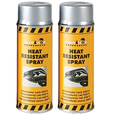 Afbeelding van Chamäleon 1K hittebestendige lak zilver spray 2 x 400 ml hittebestendig 650 C spuitlak grill oven