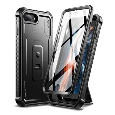Afbeelding van Dexnor voor Apple iPhone 7 Plus/8 Plus hoesje, [ingebouwde schermbeschermer en kickstand] zware militaire bescherming schokbestendige beschermhoes Zwart