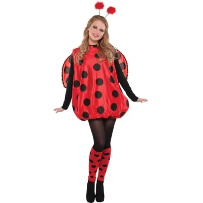 Afbeelding van amscan 844988 55 Dames Darling Bug Ladybird Fancy Dress Kostuum met vleugels en antennes hoofd bopper Maat: 18 20
