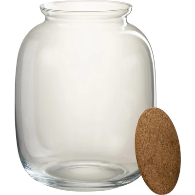 Afbeelding van J Line voorraadpot Roxy glas/kurk transparant small