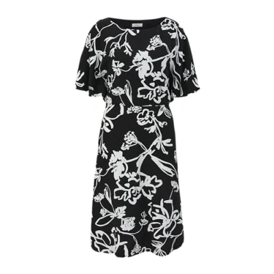 Afbeelding van s.Oliver BLACK LABEL Midjurk met all over print en kapmouwen, zwart, 36
