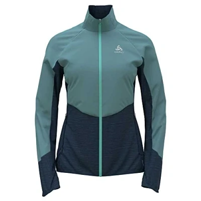 Afbeelding van Odlo Run Easy WARM HYBRID hardloopjas voor dames, blue wing teal polynya