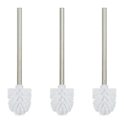 Afbeelding van Relaxdays toiletborstel set van 3 wc borstel afneembare borstelkop rvs wit
