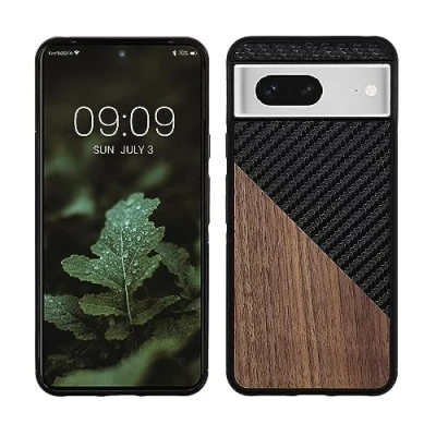 Afbeelding van kwmobile hoesje compatibel met Google Pixel 8 Backcover in donkerbruin/zwart Smartphonehoesje