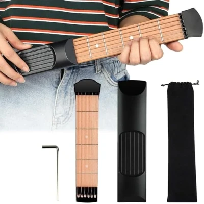 Afbeelding van MINGZE Pocket Guitar, Draagbare Wooden Guitar Fingerings En Chord Changes Practice Tool Trainer, Finger Force Exerciser Help You Better Control Flexibiliteit Te vergroten, Voor Gitaarbeginners