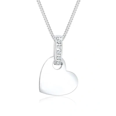 Afbeelding van Elli DIAMONDS Dames Hart Hanger Liefde Klassiek met Diamant (0,05 ct.) in 925 Sterling Zilver