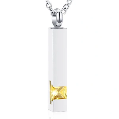 Afbeelding van Luxe Ashanger Met Ketting Assieraad Zilverkleurig Gele Steen As Gedenksieraad Urn Incl. vuller