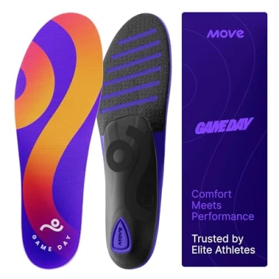 Afbeelding van MOVE Speldag Performance en Comfort inlegzolen plantaire fasciitis, hardlopen, schokabsorptie, platte voeten, ondersteuning van de voetboog, basketbal, actieve levensstijl wandelen (UK 4,5 5)