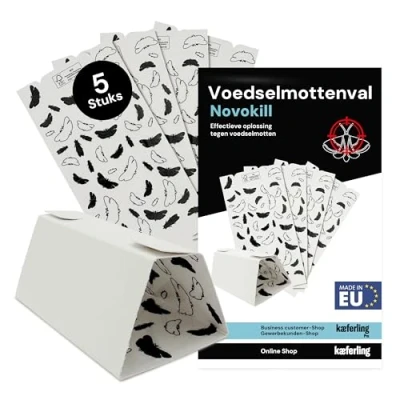 Afbeelding van Novokill voedselmottenval 5 stuks Gifvrije feromoonval tegen voedselmotten Kleefval voor in de keuken Langdurige werking 3 maanden het opsporen van ongedierte Veilig huisdieren