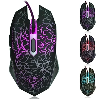 Afbeelding van A70 Professionele bekabelde gamingmuis, universele USB optische gamingmuis met kleurrijk ademend LED licht, ergonomische muis 6 knoppen, DPI 800 2000 verstelbaar, pc muis(zwart)