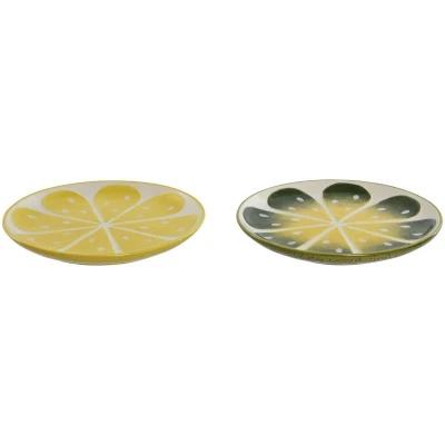 Afbeelding van Eetbord Home ESPRIT Geel Groen Keramiek Citroen 22,5 x 2,5 cm (2 Stuks)