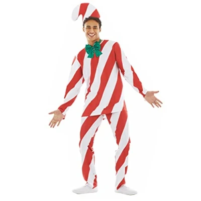 Afbeelding van Fun Shack Suikerstang kostuum voor heren, kerstkostuum verkrijgbaar in de maten M, L en XL, Suikerstang, M