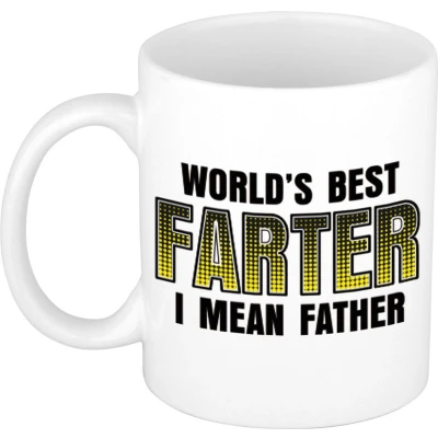 Afbeelding van Bellatio Decorations vaderdag Cadeau mok wit 300 ml worlds best farter mokken feest