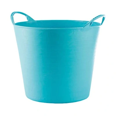 Afbeelding van RED HOG Container Emmermand Flexible Flexi Multifunctioneel, voor Huis, Stal, Tuin, Garage, Dierenvoeding, Mengen, Opslag, Dragen, Water Geven, Wassen, Sterkte 120 kg, 34x29,5x26,5cm 26L Turquoise