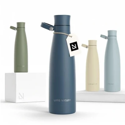 Afbeelding van LARS NYSØM &#039;Nåde&#039; Roestvrijstalen drinkfles 750ml BPA vrije geïsoleerde waterfles 0,75 Liter Blue Stone