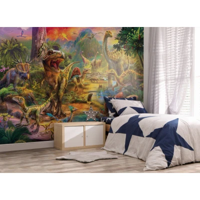 Afbeelding van Walltastic Dinosaurusbehang T rex Landscape of Dinosaurs Posterbehang Kinderbehang XXL (305 x 244 cm) 6 Panelen