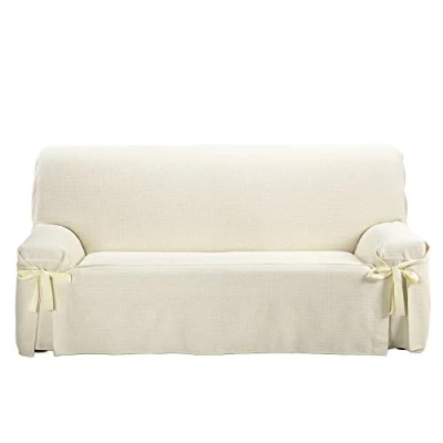 Afbeelding van Martina Home Corfu Bankovertrek, met strikken, beige, 2 zits