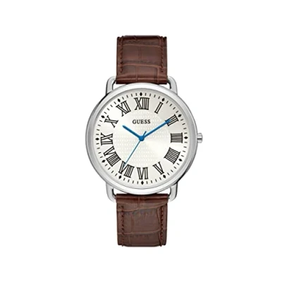 Afbeelding van GUESS 0091661487965 Herenhorloge analoog kwarts met leren armband