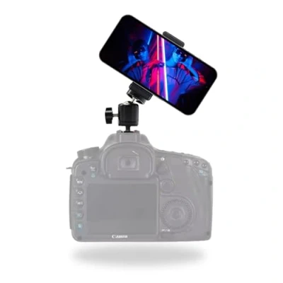 Afbeelding van TronicXL cold shoe 360 balhoofd smartphonehouder flitsschoen voor camerabevestiging mobiele telefoon geschikt iPhone en Smartphone telefoonhouder statiefadapter ColdShoe mount met een 1/4 inch schroefdraad