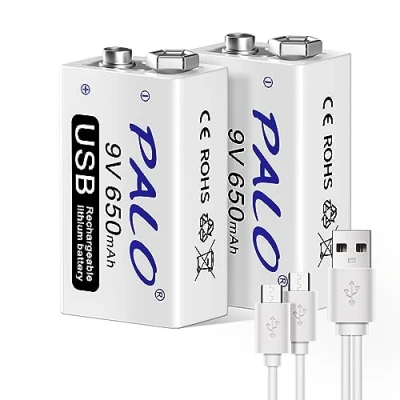 Afbeelding van CITYORK 2 Pack 9 V USB Oplaadbare Batterij 650mAh Li ion met in 1 kabel voor Toetsenbord Microfoon Rookmelder