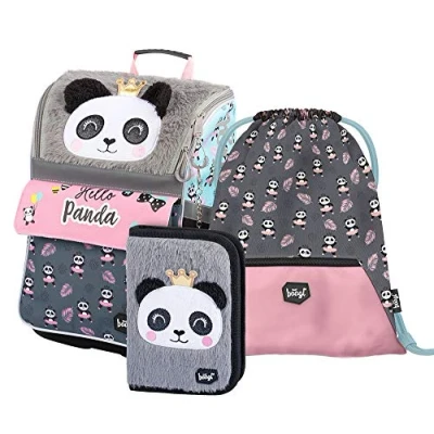 Afbeelding van Baagl schooltas voor jongens en meisjes, 3 delige set Zippy de 1e klas basisschool rugzak tornister met borstriem ergonomische schoolrugzak, Regenboog roze, schooltassenset