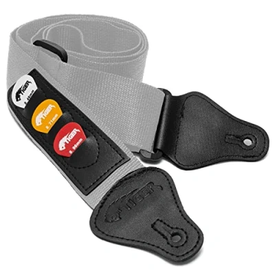 Afbeelding van TIGER STP4 GY plectrum gitaarriem grijs