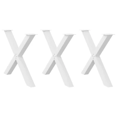 Afbeelding van vidaXL Eettafelpoten 3 st X vormig 90x(72 73) cm staal wit