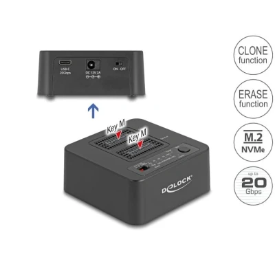 Afbeelding van Delock USB 20 Gbps M.2 Dockingstation für 2 x NVMe PCIe SSD mit K